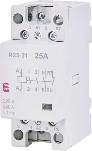 Stycznik modułowy 25A 3 styki zwierne i 1 rozwierny (2 modułowy, 4 biegunowy) R 25-31 230V (1)