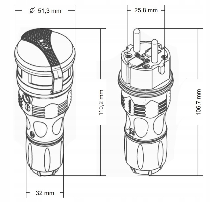 Zestaw przyłączeniowy EXTREM wtyczka WT-54/ gniazdo GN-54 IP54 PLASTROL  (3)