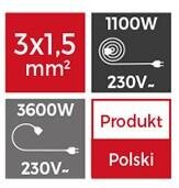 Przedłużacz bębnowy 10m IP20 4x2p+z 3x1,5mm2 PZB1-40-10Y (2)