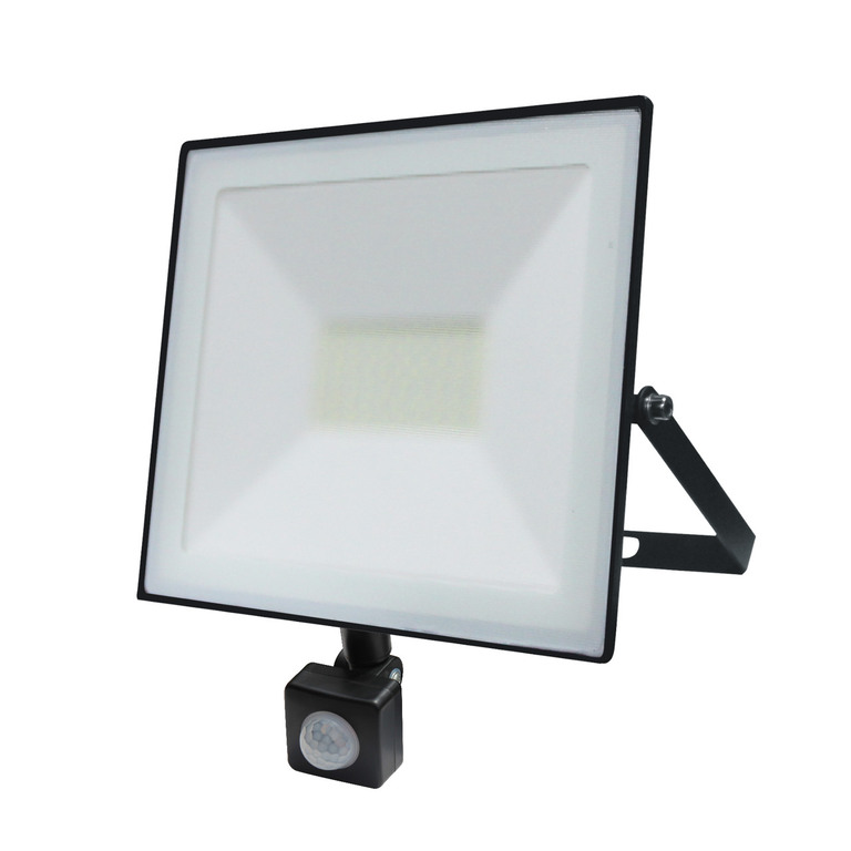 Naświetlacz LED  50W 2750lm 6400K 120° IP65 SLIM LUX  z czujnikiem ruchu czarny