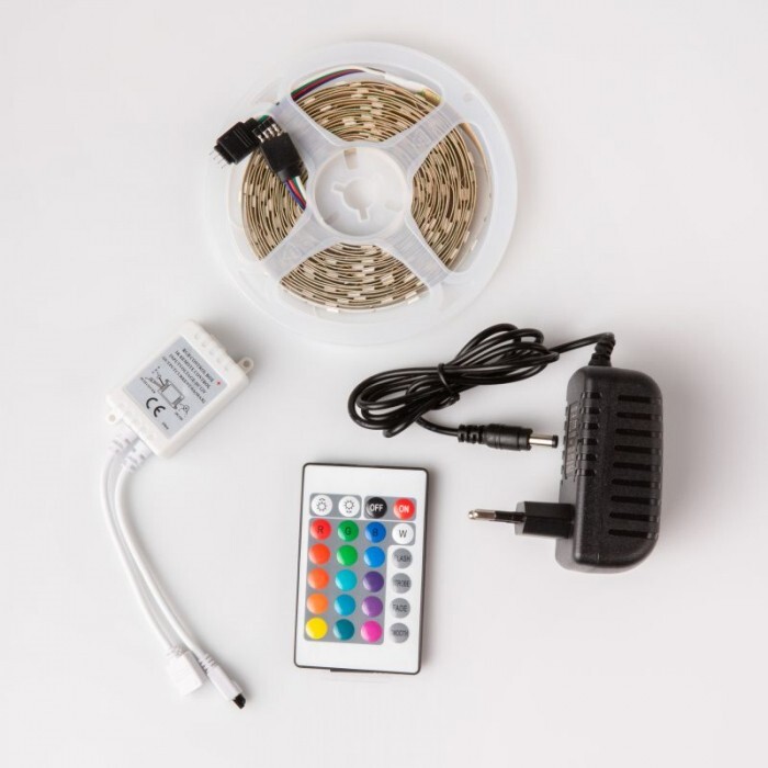 Zestaw taśma LED + zasilacz 7.2W/m RGB 12VDC IP20 5m (1)