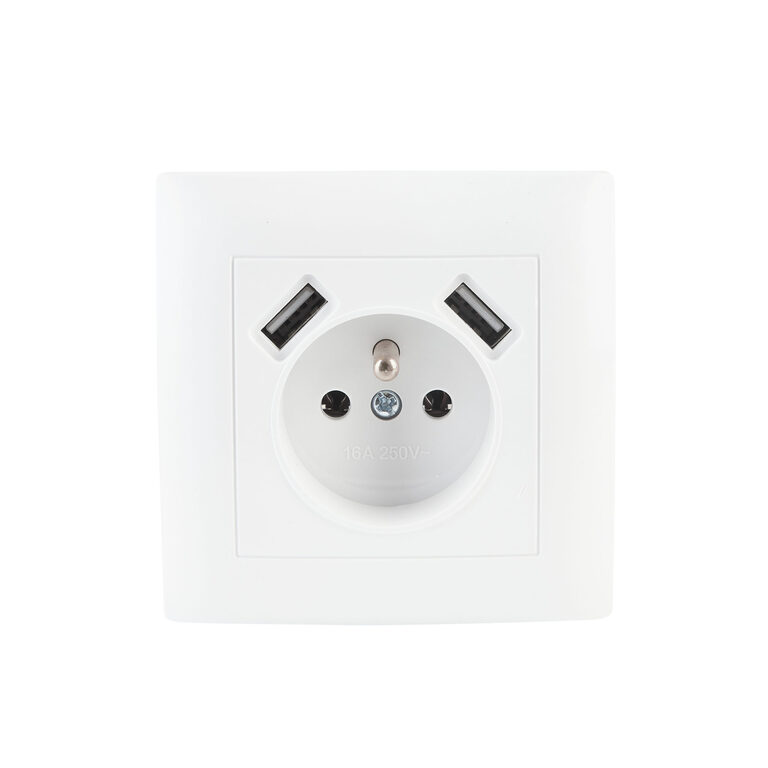 Gniazdo pojedyncze + 2 x USB białe (1)